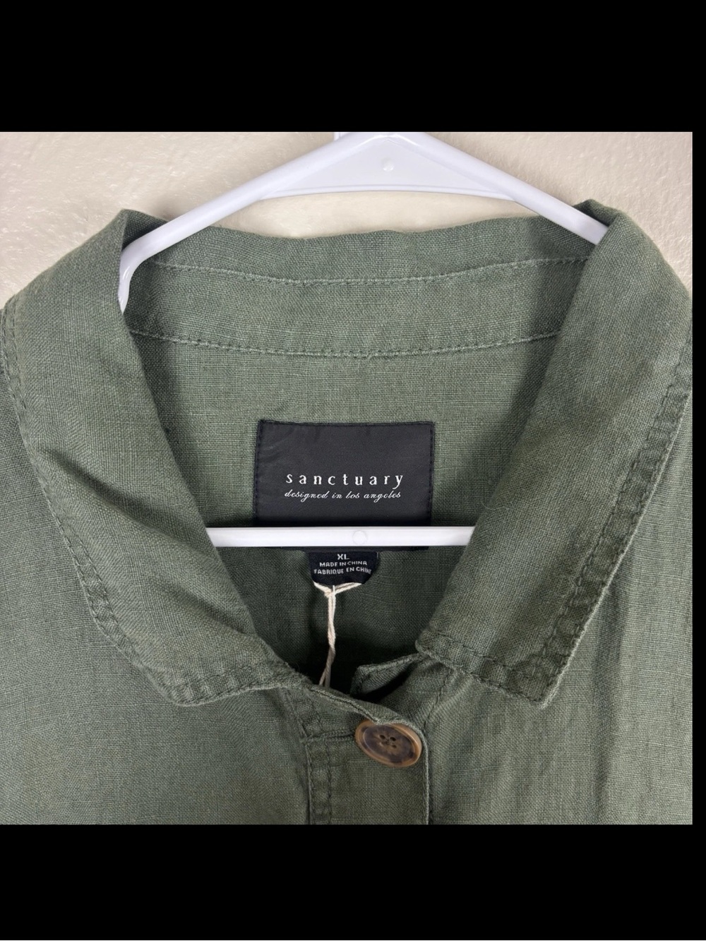 Sanctuary 100% Linen Cropped Utility Jacket Women’s Size XL In Army Green NWT - Picture 2 of 6